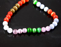 6mm Cats Eye, Assorted Colors Round Bead, 7in strand