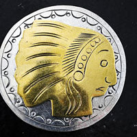 40mm Round Indian Head Medallion Silver w/Gold, ea