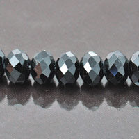 6x8mm Rondelle Jet Faceted Fire-n-Ice Crystal 16" Strand