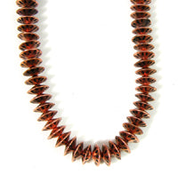 4x10mm Etched Bicone Antiqued Copper Saucer Beads, 12in. strand