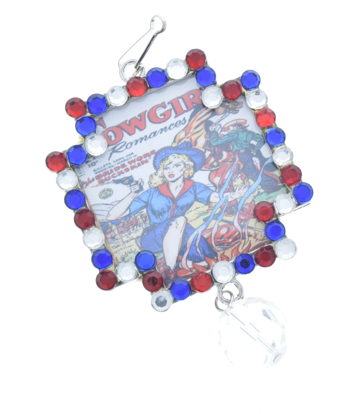 Crystal Border Pendant, Silver, G2202 K, 3 ea