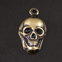 14mm Steampunk Skull Charm, Vintage Gold, pack of 6