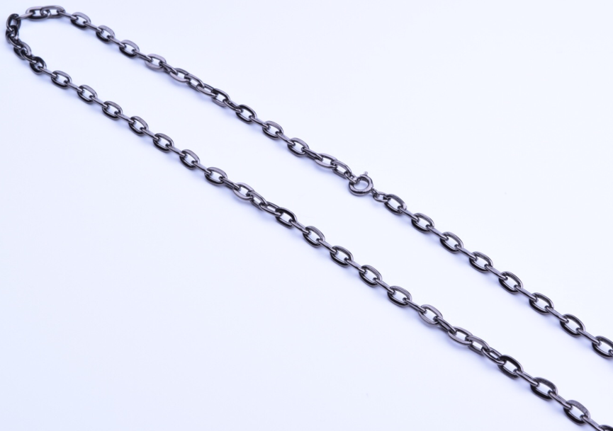 7mm Curb Link Chain, Gun Metal Finish, spring clasp 6 ea