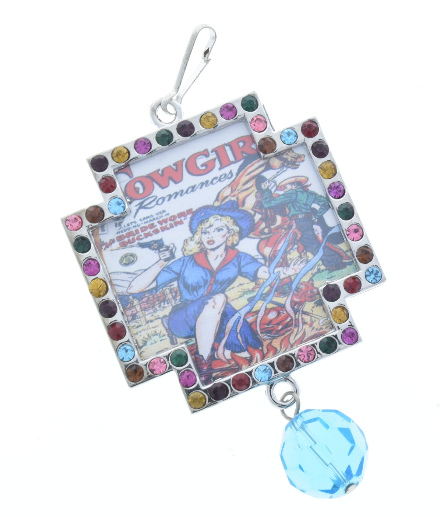 Crystal Border Pendant, Silver, G2202 L, 3 ea