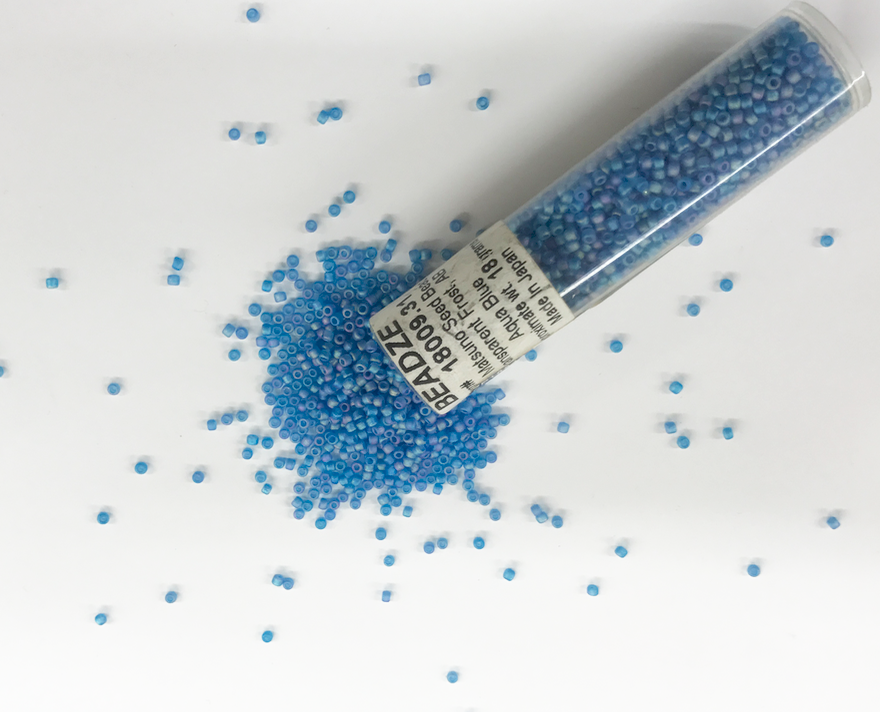 Japanese Glass Matsuno 11/0 Seed Beads, Transparent Frost /Ab Aqua, Approx 2569 beads
