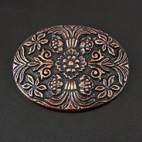 40x30mm Floral Cameo, Antique Copper Oval Flatback, pack of 6
