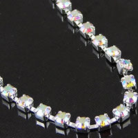 3mm Silver Crystal Rhinestone Chain ss16, Crystal AB, Foot