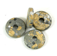 15x4mm Round Clay Disc Bead, Mottled Silver and Gold, pack of 12