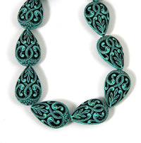 27x18x11mm Vintage Baroque Teardrop Faux Turquoise Beads, 12in strand
