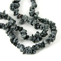 6mm Snowflake Obsidian Chip Beads, Semi-Precious, 36in Strand