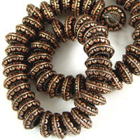 12x5mm Baroque Antiqued Copper Rondelles, strand