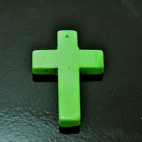 60mm (2.35 inch) Lime Green Magnesite Gemstone Cross Pendant, each