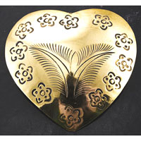 37mm Etched Heart Stamping, Stamped Gold Brass, charm or pendant, polished, handmade, Pack of 2