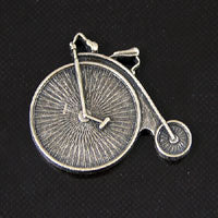 18mm Antique Bicycle Charm, Vintage Silver, 6 pack