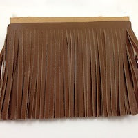 5" Leather Fringe, walnut brown, on 1/2"border, sold by ft.