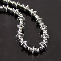 15x10mm Bamboo Bicone Beads, Antiqued Classic Silver, strand