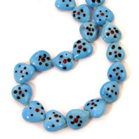 16mm Turquoise Heart Indian Trader Beads, glass, 21 beads per 12 inch strand