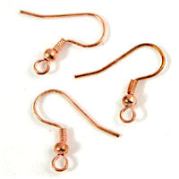 Pierced Ear Fish Hook Wires, bright copper, pack of12