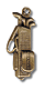 23x9mm Golf Bag Charm, Vintage Brass pk/6