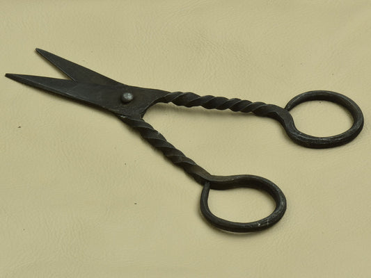 Scissors, forged steel hand made retro scissors, antique round handles forged steel, es J546BK
