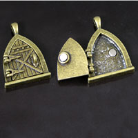 32mm Hobbit Hole / Fairy Door Locket Pendant, Antique Bronze, each