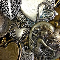 Heart Charms Mix Assortment, vintage finishes, 1/4 pound