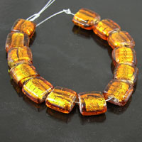 13x13mm Topaz Foil Lined Glass Tab Beads, strand