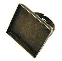 25mm Square Ring Base Bezel, Vintage Bronze, Pack of 6