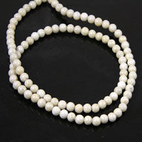 4mm Round Cream Fossil Beads, 16in strand