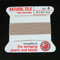 Griffin Bead Cord 100% Silk - No. 4 (0.60mm) Light Pink, 2 meters, pk