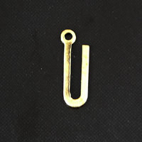 15x6mm U Letter Charm, Vintage Brass Metal Stamping, pk/6