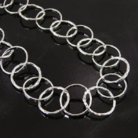 Classic Silver Hammered Round Oval Cable Chain sold in a 10ft/spool