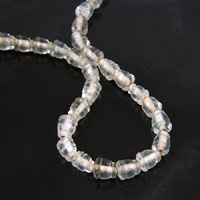 8x7mm Grooved Clear Glass Beads, 12in strand