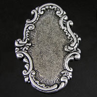 73x52mm(2.9x1.9in) Baroque Relief Medallion, Flat Back, Antique Silver, each