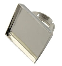 25mm Square Ring Base Bezel, Antique Silver, Pack of 6