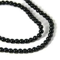 4mm Black Fossil Beads 16in strand