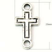 23mm Cross Connector Charm, classic silver, pack of 24