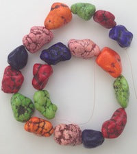 25x18mm Assorted-Color Graduated Magnasite Nugget Beads, strand