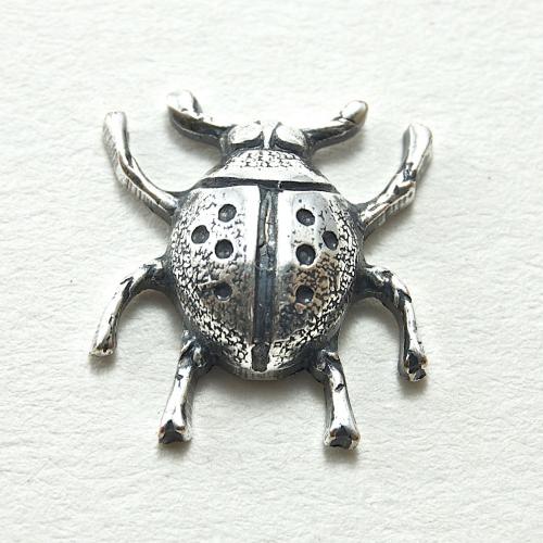16mm NEW Lady Bug Stamping, Classic Silver, 6 each