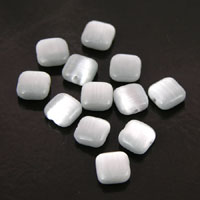 8x8mm Cube Cats Eye Beads, Gray, pk/12