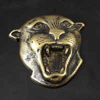 50mm Fierce Panther Head, Vintage Brass Flat Back, ea