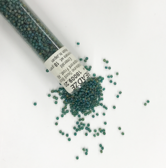 Japanese Glass Matsuno 11/0 Seed Beads Transparent Frost Ab Emerald, Approx. 2569 beads