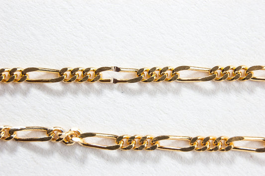 2mm Figaro Chain,Gold plate, sold by the foot