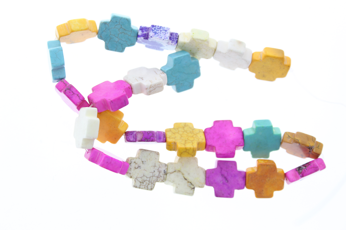 Multi-Color Turquoise Cross Beads, strand