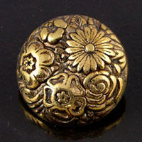 30mm Round Floral Vintage Button, Antiqued Gold, ea