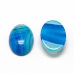 18mm Natural Striated Agate Gemstone Cabochons, SemiPrecious Blue Oval Cab, Flat Back, 18x13mm, pack of 6