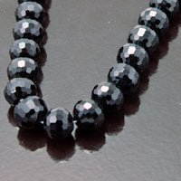 10mm Jet Faceted Round Rich-cut Fire-n-Ice Crystal 16" Strand