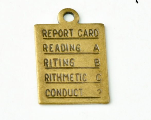 Report card charm brass plated