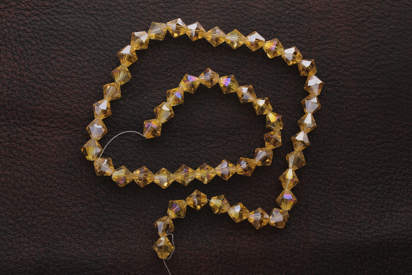 8mm Faceted Bi-cone Fire-n-Ice Crystal, 16" Strand