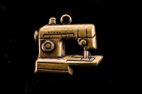 18mm Sewing Machine Charm, Vintage Gold, pack of 6